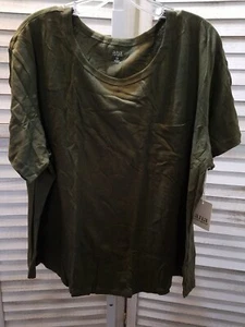 Ana Damen Shirt Übergröße 3X Grün Rich Avocado Pullover Tee Kurzarm  - Bild 1 von 11