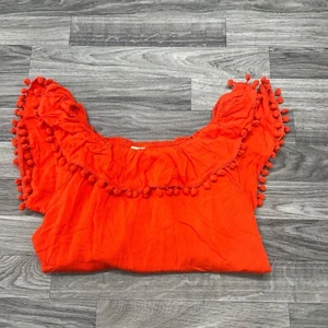 FOREVER 21 Pom Pom Fringe Red Off Shoulder A-Line Dress Girl's Size 11-12 - Picture 1 of 9