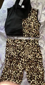 2 piece set women Cropped Hooded Top .. (quick Sale) Large Top Medium Shorts - Picture 1 of 5