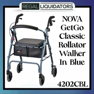 NOVA GetGo Classic Rollator Walker, Standard Size, Blue, Model 4202CBL - Picture 1 of 10