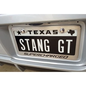 Plate Frame Orange C-Fiber Supercharged Inlay for Chevy Camaro [Stainless] - Picture 1 of 8