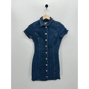 Zara Damen Denim Kleid mit Knopfleiste Größe S Mini Kurzarm Preppy Herbst  - Bild 1 von 8