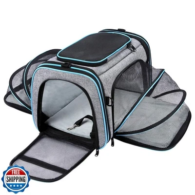 Одобренный авиакомпанией перевозчик домашних животных, большой мягкий двусторонний перевозчик домашних животных для путешествий TSA 4 стороны - Изображение 1 из 4