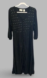 Weiche Umrandung Boho Viskose Maxikleid marokkanisch böhmisch Bauer Knopfleiste 1X - Bild 1 von 4