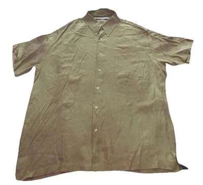Camisa Perry Ellis Para Hombres XL Salvia 100% Seda Hawaiana Ligera Vacaciones de Verano Foto 1 de 4