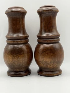 Vintage Salz- und Pfefferstreuer aus gedrechseltem Holz, schöne dunkle Holzmaserung - Bild 1 von 12