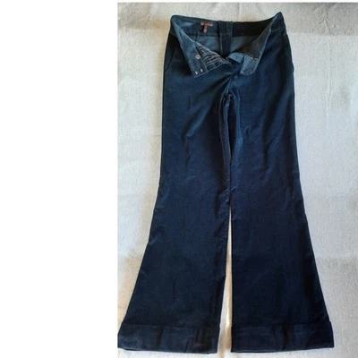 Pantalones modales Escada azul marino pana pierna ancha campana parte inferior mujer 36 cintura 30 pulgadas Foto 1 de 4