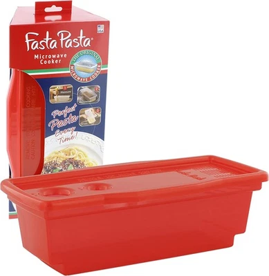 Microwave Pasta Cooker- The Original Fasta Pasta (Red) -Perfect Al Dente Pasta - Image 1 of 4