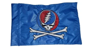 10"X15" GRATEFUL DEAD STEALIE N CROSSBONES Safety flag UTV  ATV JEEP BOAT - Picture 1 of 2