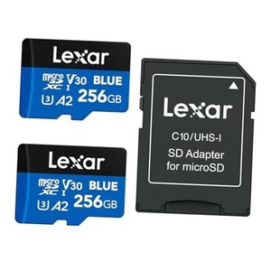 256GB 2 Pack Blue Micro SD Card Up to 160MB/s, microSDXC UHS-I Memory 256GB X2 - Picture 1 of 7