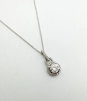 Collar con cable colgante de 18" con halo de diamantes de 0,61 quilates certificado por GIA L957 Foto 1 de 4