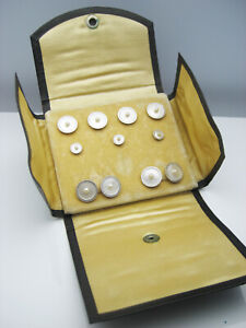 Antique Art Deco era CARRINGTON CO. 14K Gold Platinum MOP Cufflink Stud Buttons