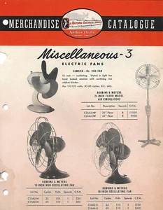 1950'S SAMSON & ROBBINS + MEYERS CANADA ELECTRIC FANS ORIGINAL CATALOGUE AD - Picture 1 of 1