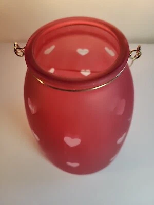 Red Velvet Heart Love Valentines Glass Vase With Gold Tone Accents - Image 1 of 4