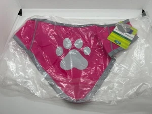 Top Paw Dogs Reflective Bandana Pink Silver Paw Size Large 23" to 26" Neck (New) - Picture 1 of 6