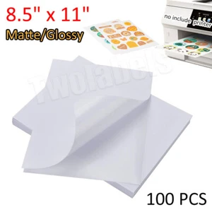 100PCS Sticker Paper Glossy Matte Clear Waterproof Printable Inkjet Laser - Picture 1 of 20