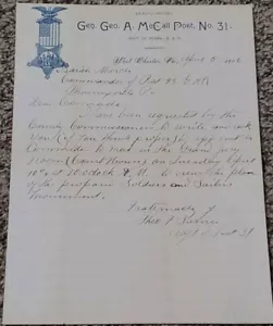 1906 Generale George A McCall Dipartimento del PA GAR Proposta Monumento Effimera - Foto 1 di 3
