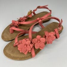 Andiamo Womens Adaphne Peach Floral Buckle Man Made Size 6.5M Flat Sandals