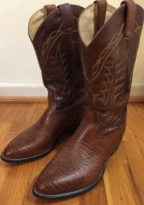 Tony Lama Men’s Brown Leather Boots Western 9 EE Pull On Cowboy VM2955 - Image 1 of 4