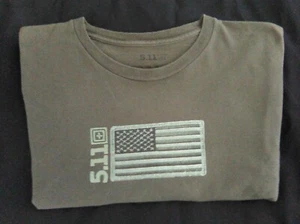 5.11 Tactical Shirt Men's Large American Flag Embroidered Olive 511 USA Cotton - Picture 1 of 8