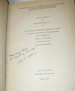 1955 Computation Lab Harvard, Thesis to Dr. Aiken, by LeRoy B. Martin Jr, Signed - Picture 1 of 20