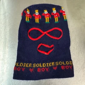 Vtg SOLDIER BOY Ski Mask - Blue w/ Red Trim - Toy Soldiers - 3 Hole - Picture 1 of 9