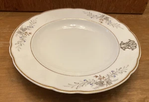 Antique China Gold Rimmed Soup Bowl Floral W/ Unknown Emblem 2208 9.25 - Picture 1 of 4
