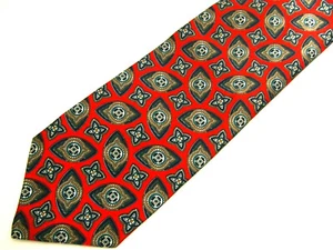 Adolfo Mens Necktie Tie Red Blue Beige Geometric 55" Short - Picture 1 of 4
