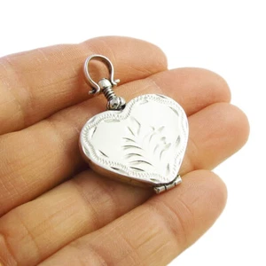 Polished Sterling 925 Silver Love Heart Locket Pendant in a Gift Box - Picture 1 of 6