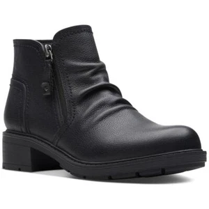 Clarks Womens Hearth Dove Leather Ruched Comfort Booties Shoes BHFO 0733 - Picture 1 of 3