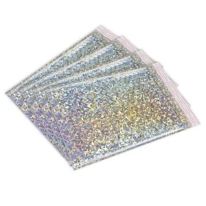 Metallic Silver Holographic Bubble Lined Bag 12.5" x 9" 324 x 230mm - Picture 1 of 1