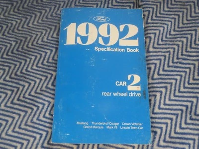 1992 FORD MUSTANG THUNDERBIRD LTD LINCOLN SPEC MANUAL - Image 1 of 3