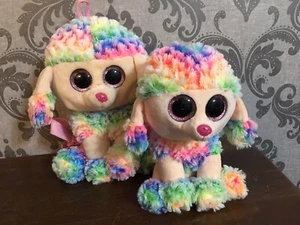 Ty Gear Beanie Boos Lot 10” Backpack Bag & 8” Plush Rainbow Poodle Dog Puppy - Picture 1 of 17