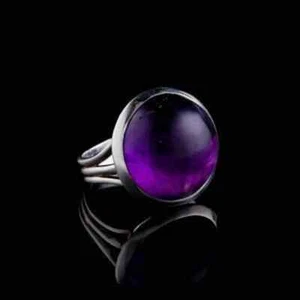 Amethyst Round Gemstone Ring 925 Sterling Silver Statement Ring Minimalist Ring - Picture 1 of 7