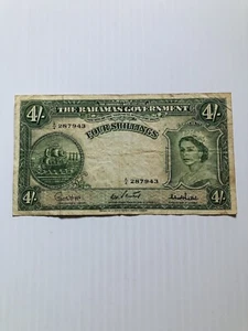 Bahamas 4 Shillings 1953 Queen Elizabeth - Picture 1 of 2