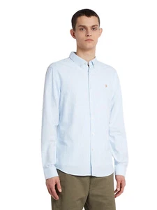 Farah Mens Brewer Stripe Oxford Shirt - Long Sleeved - Picture 1 of 7