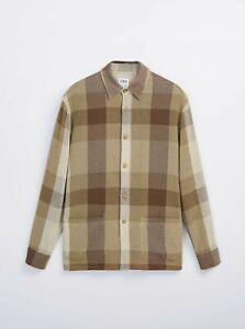New Zara Textured Plaid Overshirt 5613/196 Khaki Size M shirt top jacket (B3)