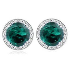 100% Natural Green Emerald 2.45Ct With IGI Certified Diamond Studs In 14KT Gold