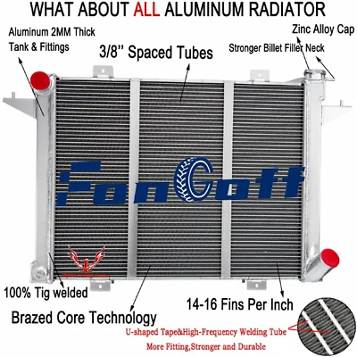 Para 1991 1992 1993 Dodge D250 D350 W250 W350 5,9 L diésel 3 filas radiador de aluminio Foto 1 de 4