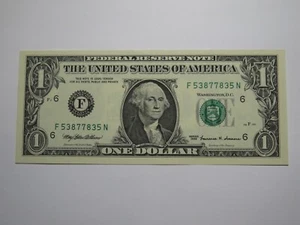 $1 1999 Radar Serial Number Federal Reserve Currency Bank Note Bill UNC 53877835 - Picture 1 of 2