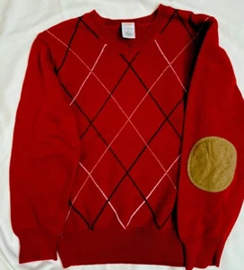 Boys Gymboree Argyle Sweater Size 7-8 W/suede Patches On Sleeve - Picture 1 of 1