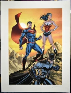 Jim Lee SIGNED Wonder Woman Superman Batman DC GICLEE on Paper Ltd Ed #118/150 - Picture 1 of 1