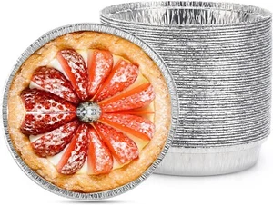 Round FLAN Tart Pie Tin Foils 6" Disposable Recyclable Dessert Cheesecake Baking - Picture 1 of 12
