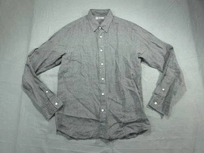 Outlier Shirt Mens Medium Gray Linen Button Up Italian Fabric Lightweight  - Image 1 of 4