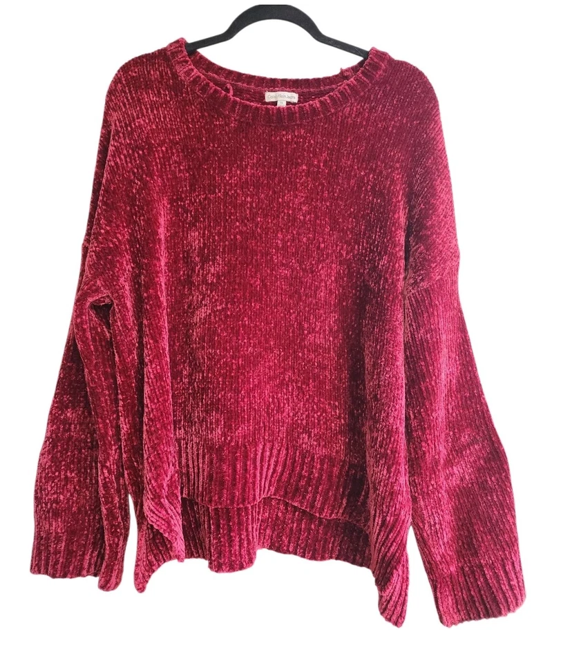 Suéter de malha vermelho chenille boxy robusto tamanho XL Calvin Klein vintage feriado Natal  - Imagem 1 de 4