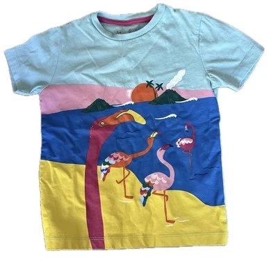 Camiseta Mini Boden Gráfica Unisex 4/5 Verde Azulado Estampado Isla Flamenco Manga Corta Foto 1 de 4