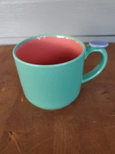 Lindt Stymeist Colorways Mug Aqua Seafoam Green Coral Thumbprint Handle Japan - Picture 1 of 16