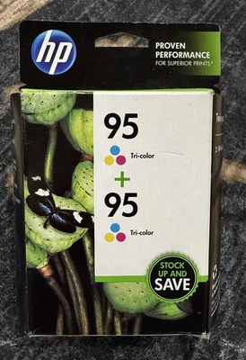 Cartuchos de tinta originales HP 95 tricolor paquete doble CD886FN expirados junio 2015 NUEVO Foto 1 de 3