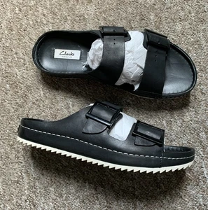 Sandalias Clarks Narrative de Cuero Talla 7 Negras En muy buena condición Playa Vacaciones Doble Correa - Imagen 1 de 5
