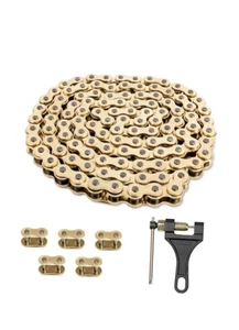 520 Gold Motorrad Kette 112 Glieder mit Kettenbrecher 520 Standardrolle NEU - Bild 1 von 5
